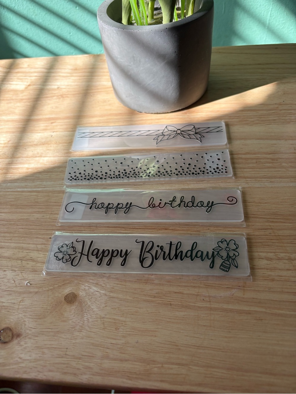 Set of clear stamps with 'Happy Birthday' and Boarder Designs